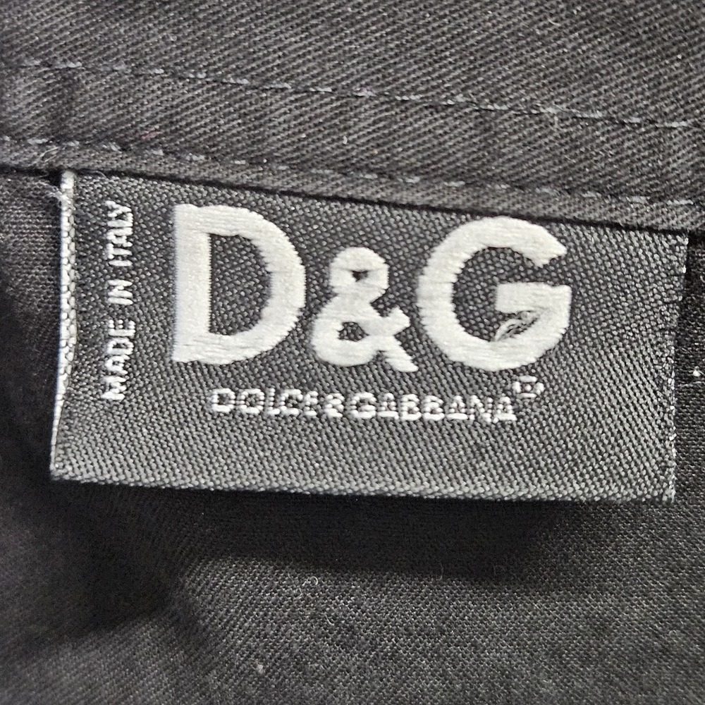 Dolce & Gabbana Button Up Cotton Shirt Front Pocket Logo Black Mens L Italy - Picture 5 of 11